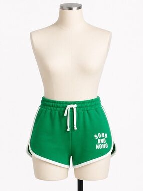 Zara Green Athletic Shorts with White Trim